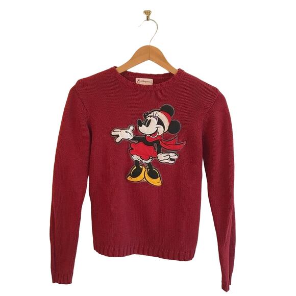 DisneyStore XS Minnie Mouse red crewneck sweater - Picture 1 of 6